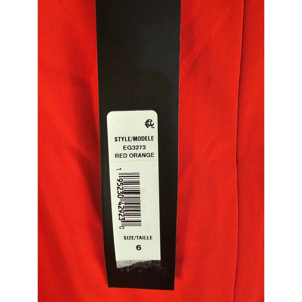 NWT Badgley Mischka Womens Orange Red Belted Pleated Cady Gown 6 - Picture 6 of 8